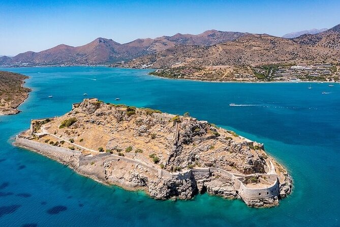 Panoramic views of Mirabello Bay from the cruise to Spinalonga